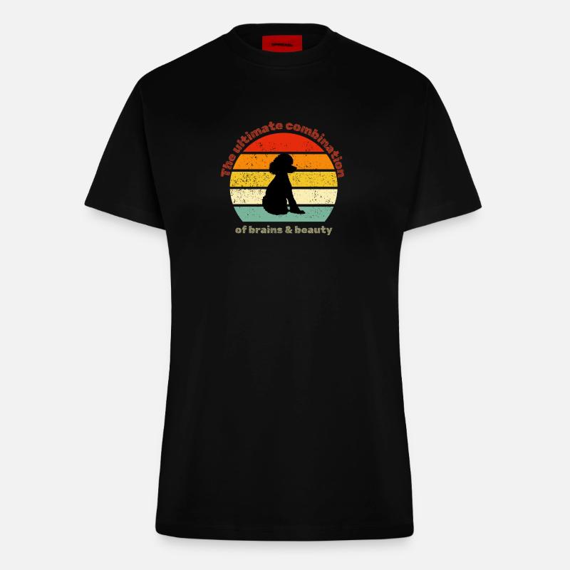 Retro Poodle - Fitted T-Shirt - made by SPREAD - SOLID BLACK