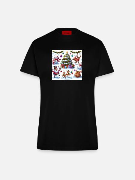 Weihnachtscomic - Fitted T-Shirt - made by SPREAD - SOLID BLACK