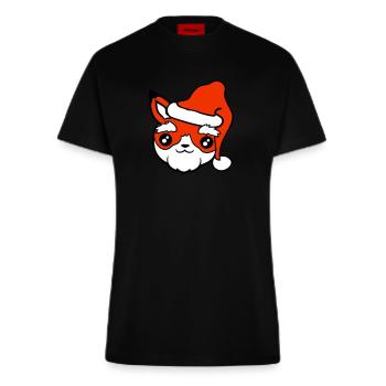 Fuchs Weihnachtsmann Weihnachten Mütze Nikolaus - Fitted T-Shirt - made by SPREAD - SOLID BLACK - Vorne