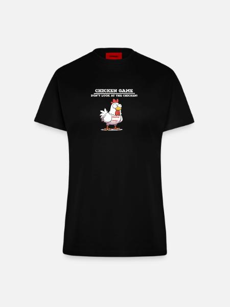 Chicken game white - Fitted T-Shirt - made by SPREAD - SOLID BLACK