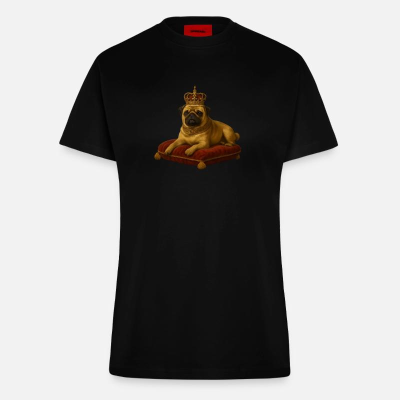 Mops der König - Fitted T-Shirt - made by SPREAD - SOLID BLACK