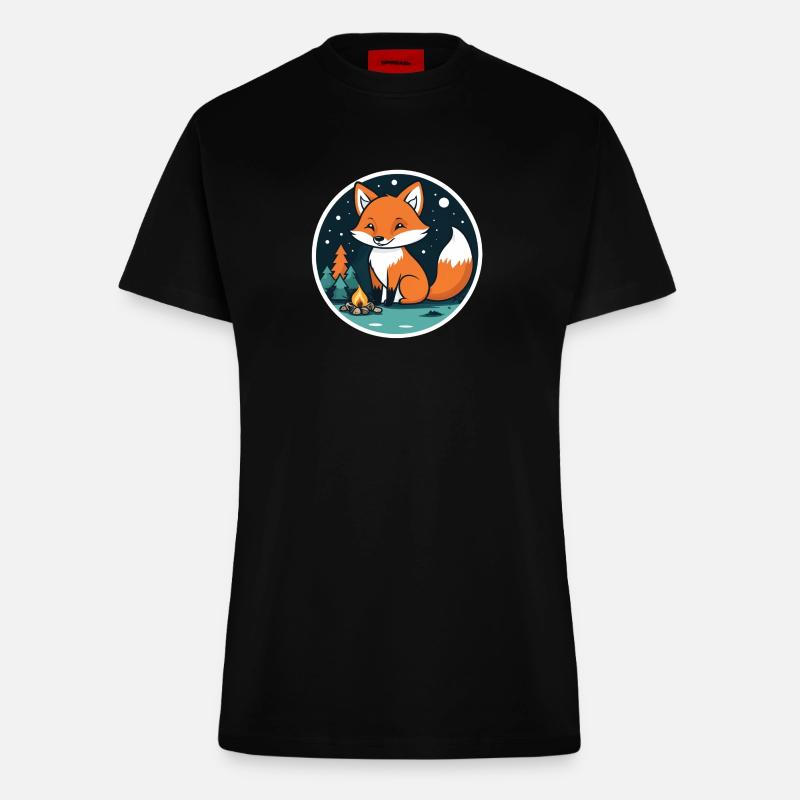 Fox camping - Fitted T-Shirt - made by SPREAD - SOLID BLACK