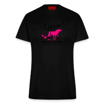 Karma? Mache ich mir - Fitted T-Shirt - made by SPREAD - SOLID BLACK - Vorne