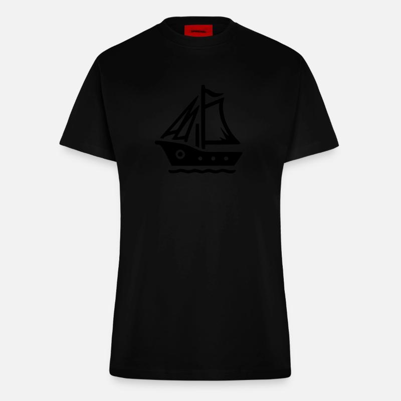 Kleines Segelboot - Fitted T-Shirt - made by SPREAD - SOLID BLACK