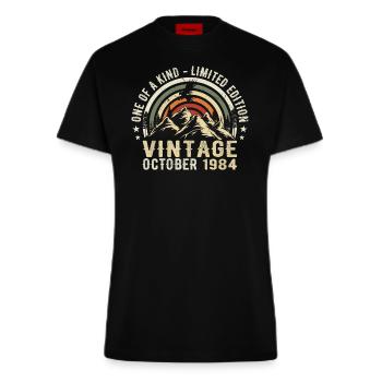 Anniversaire octobre 1984 - geboren im Oktober 1984 - Fitted T-Shirt - made by SPREAD - SOLID BLACK - Vorne