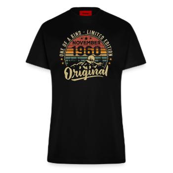 Vintage november 1960 Retro Gift november 1960 - Organic fitted T-shirt made in EU - SOLID BLACK - Voor