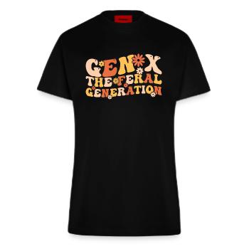 Gen X Die wilde Generation Lustig Generation X - Fitted T-Shirt - made by SPREAD - SOLID BLACK - Vorne