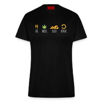 Cannabis Eat Sleep Weed Repeat Gras Marihuana Dope - Fitted T-Shirt - made by SPREAD - SOLID BLACK - Vorne