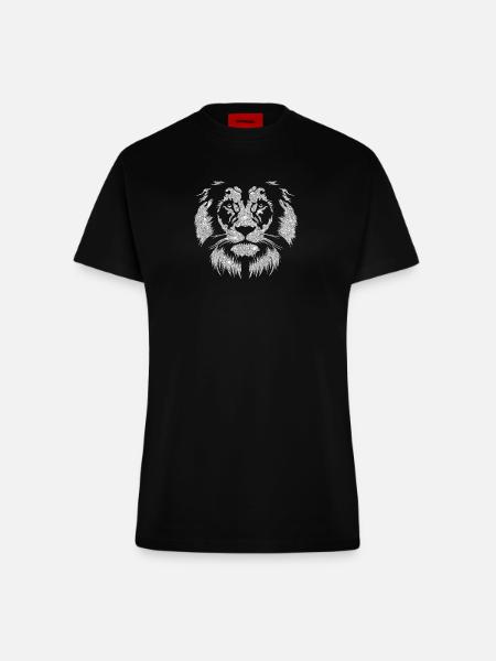 Funkelnder Löwenkopf mit Glitzereffekt - Fitted T-Shirt - made by SPREAD - SOLID BLACK
