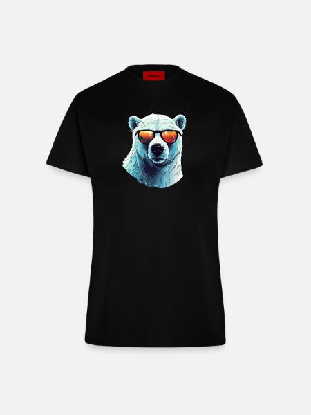 Cooler Eisbär mit Sonnenbrille - Fitted T-Shirt - made by SPREAD - SOLID BLACK