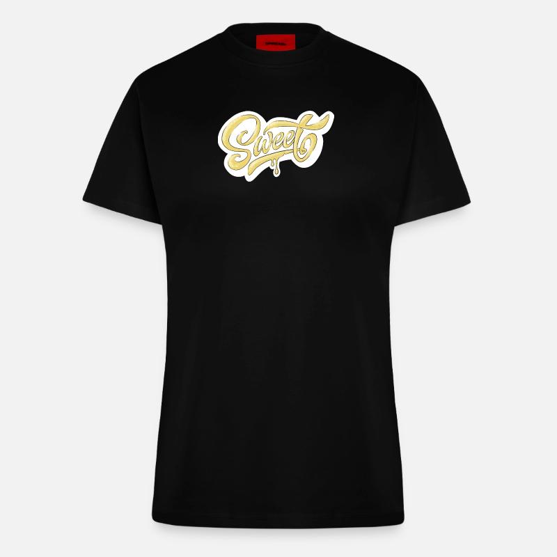 Sweet Script Typography Design - Fitted T-Shirt - made by SPREAD - SOLID BLACK