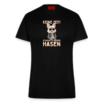 Hase Kaninchen Bunny Ich Muss Zu Meinen Hasen - Fitted T-Shirt - made by SPREAD - SOLID BLACK - Vorne