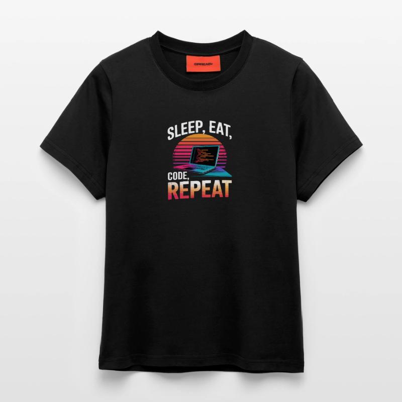 Sleep Eat Code Repeat Gift Programmer Developer Fitted T-Shirt - made by SPREAD