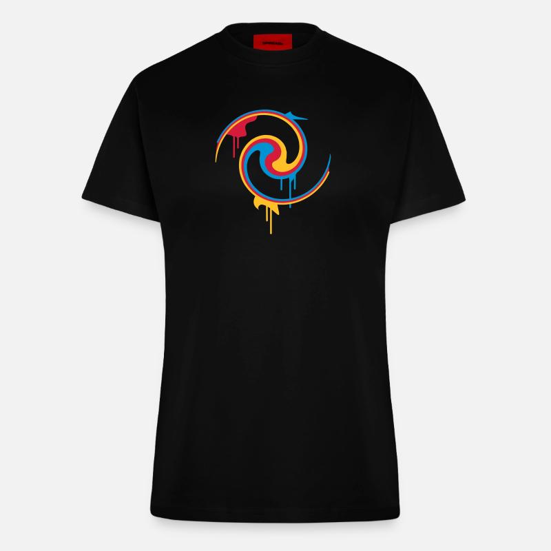 Bunte Farbspirale mit Graffiti-Stil - Fitted T-Shirt - made by SPREAD - SOLID BLACK