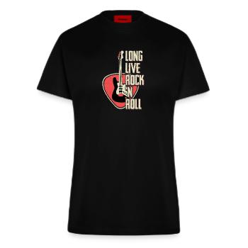 Long Live Rock 'n Roll Rock Band Guitar Music - Fitted T-Shirt - made by SPREAD - SOLID BLACK - Vorne