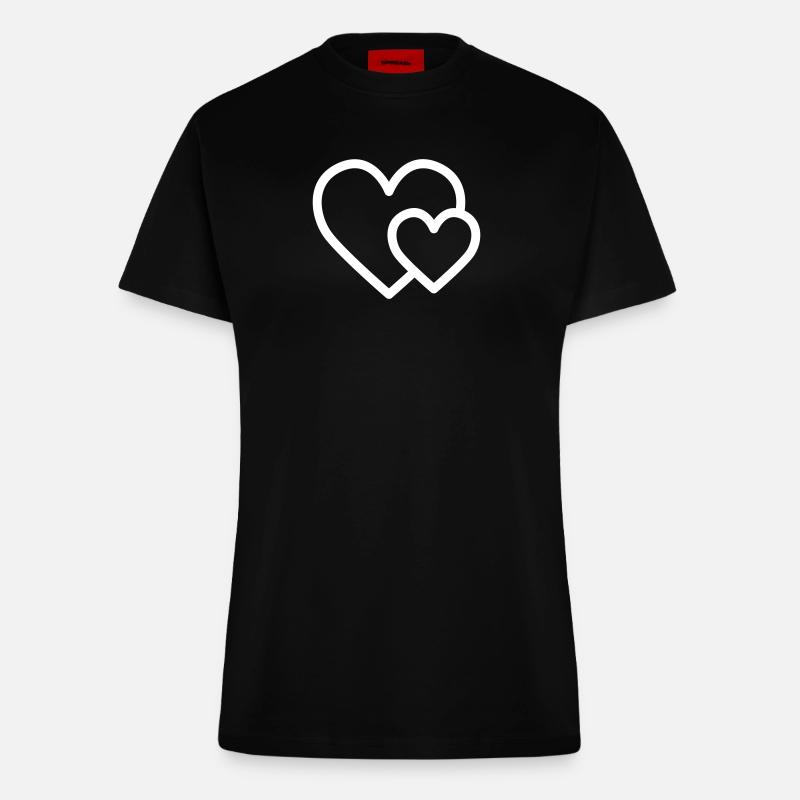 Kleines Herz vor großem Herz - Fitted T-Shirt - made by SPREAD - SOLID BLACK