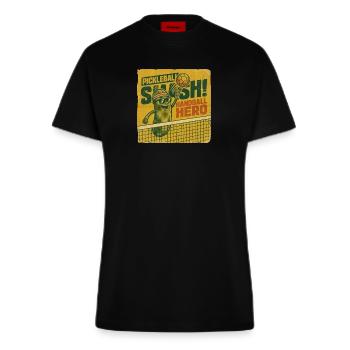 Pickleball Smash Handball Hero Retro Style - Fitted T-Shirt - made by SPREAD - SOLID BLACK - Vorne