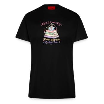 Girls Just Wanna Have Uninterrupted Reading Time - Fitted T-Shirt - made by SPREAD - SOLID BLACK - Vorne