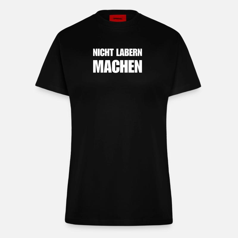Don't babble – just make a statement - Fitted T-Shirt - made by SPREAD - SOLID BLACK