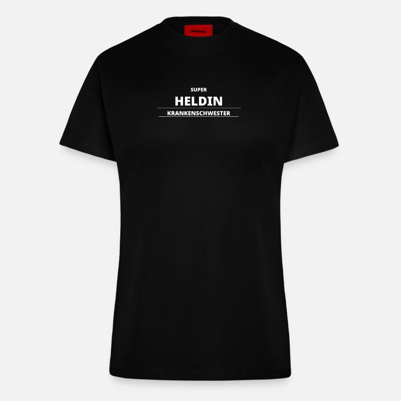 SUPER HELDIN KRANKENSCHWESTER - Fitted T-Shirt - made by SPREAD - SOLID BLACK