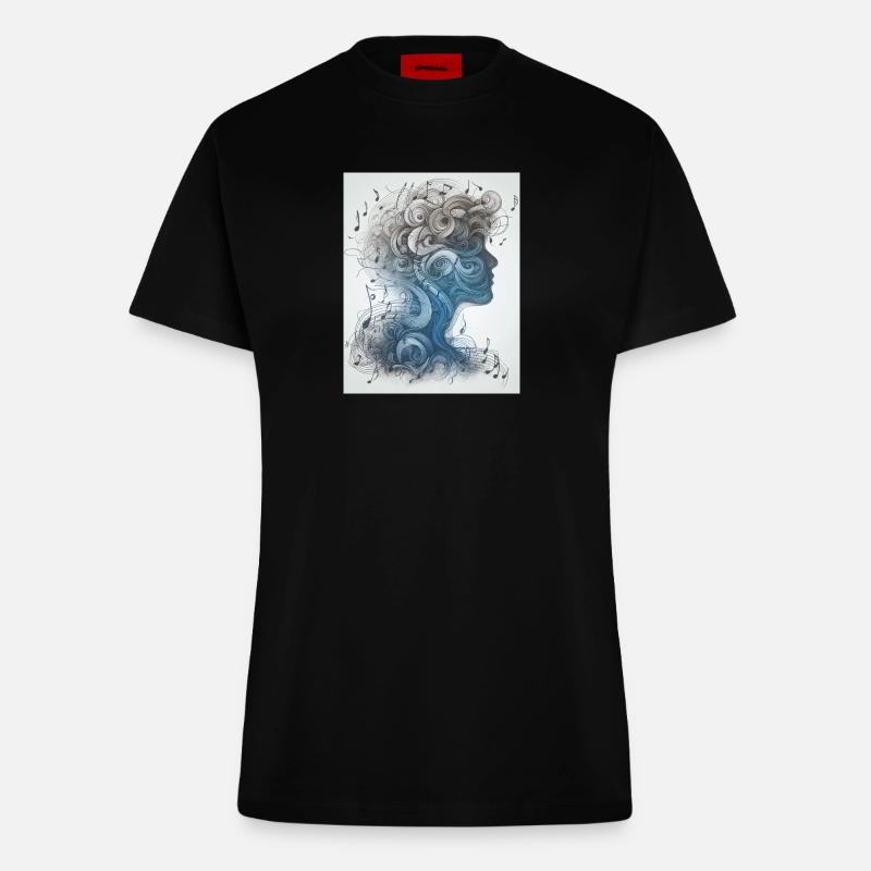 Melodic Mind: Symphony of Thoughts and Notes - Fitted T-Shirt - made by SPREAD - SOLID BLACK