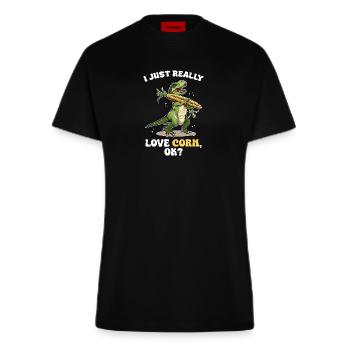 I love Corn T-Rex Dinosaurier lustig - Fitted T-Shirt - made by SPREAD - SOLID BLACK - Vorne