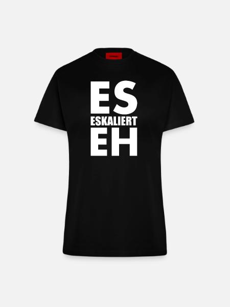 Es eskaliert eh - Fitted T-Shirt - made by SPREAD - SOLID BLACK