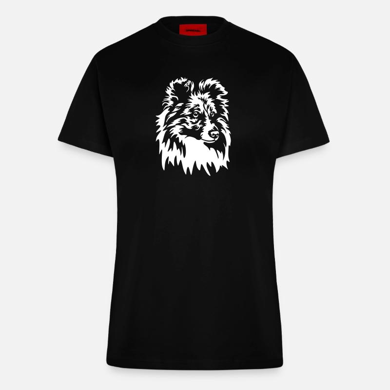 Sheltie Kopf "Black Edition" - Fitted T-Shirt - made by SPREAD - SOLID BLACK