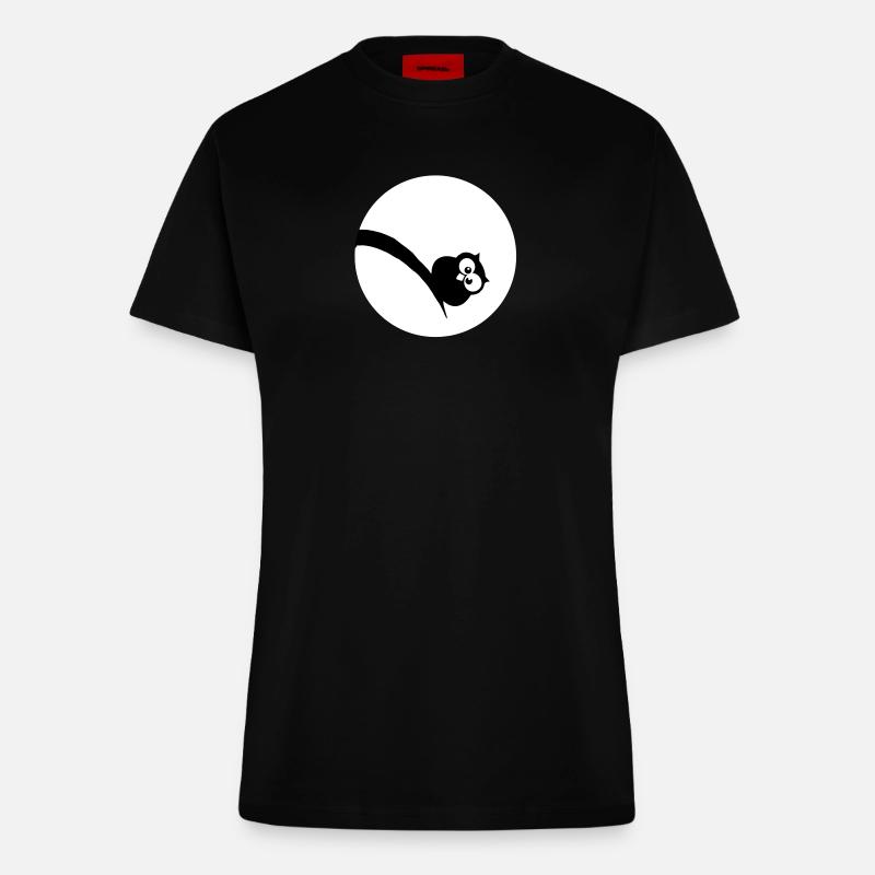 Dicke Eule im Mondenschein - Fitted T-Shirt - made by SPREAD - SOLID BLACK