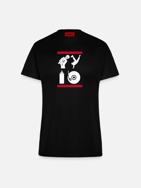 Die 4 Elemente des Hip-Hop - Fitted T-Shirt - made by SPREAD - SOLID BLACK