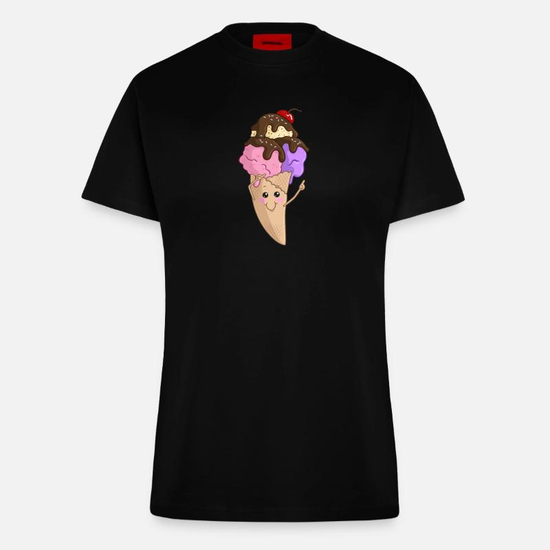 Eis in der Waffel - Fitted T-Shirt - made by SPREAD - SOLID BLACK