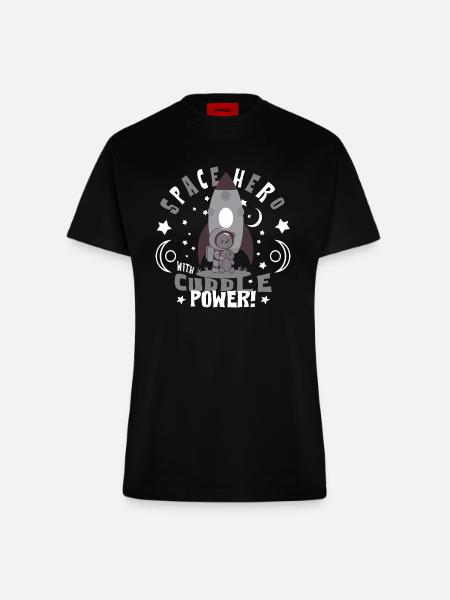 Astronaut mit Teddybär - Fitted T-Shirt - made by SPREAD - SOLID BLACK