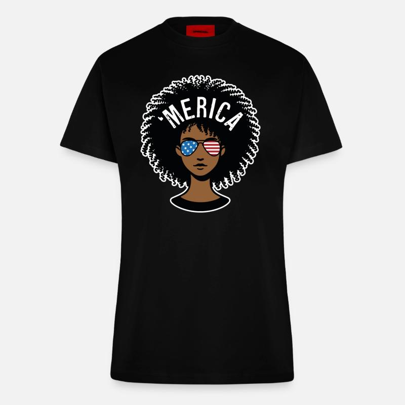 'merica Afro - Fitted T-Shirt - made by SPREAD - SOLID BLACK