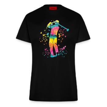 Golfer Colorsplash Kinder Miniaturgolf - Fitted T-Shirt - made by SPREAD - SOLID BLACK - Vorne