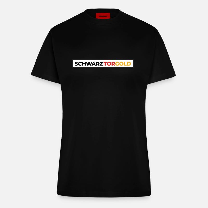 Deutsche Sport Mannschaften - SchwarzTorGold Box - Fitted T-Shirt - made by SPREAD - SOLID BLACK