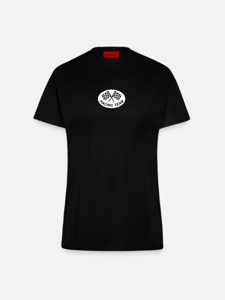 Racing Team, Zielflagge - Fitted T-Shirt - made by SPREAD - SOLID BLACK