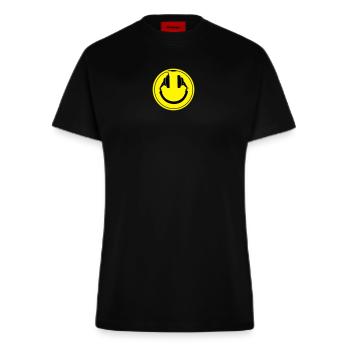 Headphones smiley wire plug - Fitted T-Shirt - made by SPREAD - SOLID BLACK - Vorne