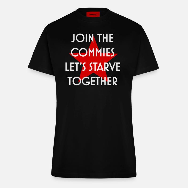JOIN THE COMMIES - Fitted T-Shirt - made by SPREAD - SOLID BLACK