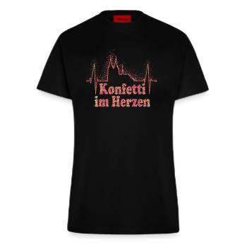Köln Herzschlag Konfetti Im Herzen Karneval Kölner - Fitted T-Shirt - made by SPREAD - SOLID BLACK - Vorne
