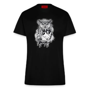 Geometric owl - Fitted T-Shirt - made by SPREAD - SOLID BLACK - Front