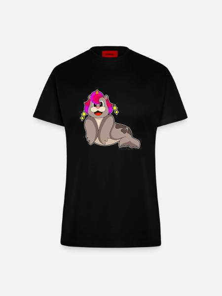 Seehund Einhorn - Fitted T-Shirt - made by SPREAD - SOLID BLACK
