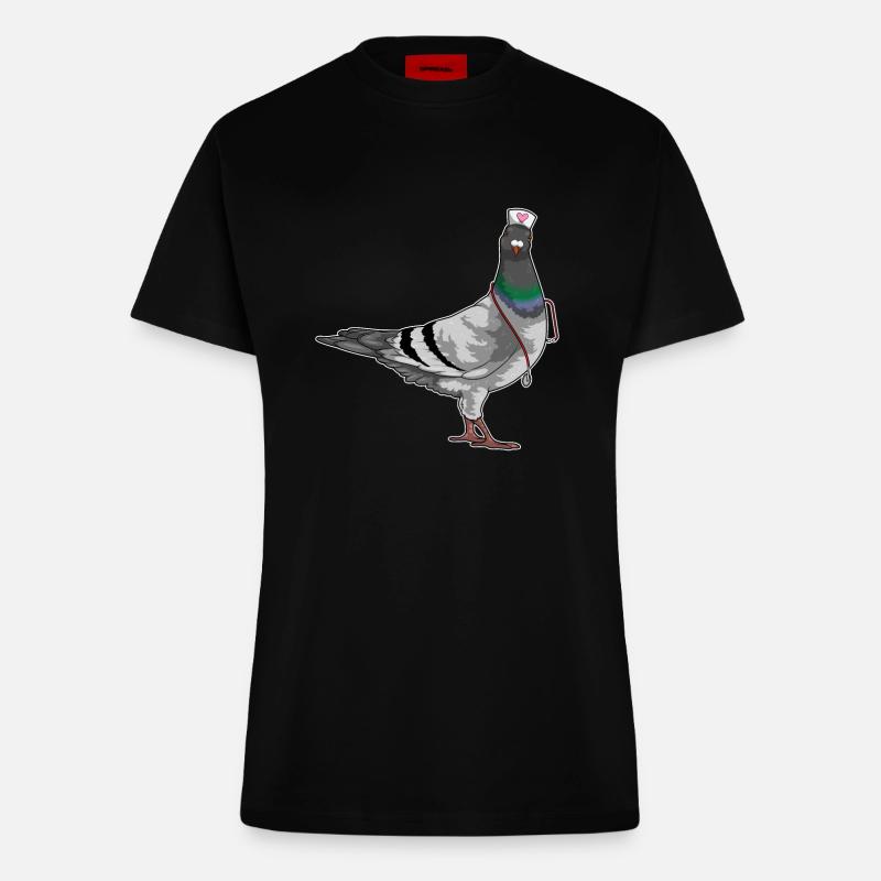 Taube Krankenschwester Stethoskop - Fitted T-Shirt - made by SPREAD - SOLID BLACK