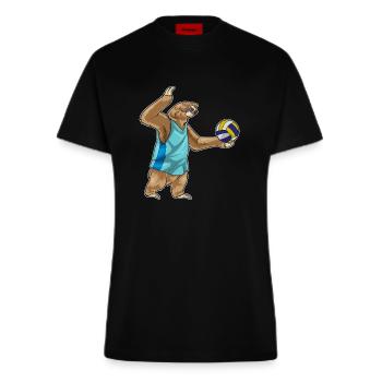 Faultier Volleyballspieler Volleyball - Fitted T-Shirt - made by SPREAD - SOLID BLACK - Vorne