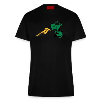 dragon spits fire - Fitted T-Shirt - made by SPREAD - SOLID BLACK - Front