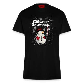 Greatest Snowman – Lustiges Winter Parodie Design - Fitted T-Shirt - made by SPREAD - SOLID BLACK - Vorne