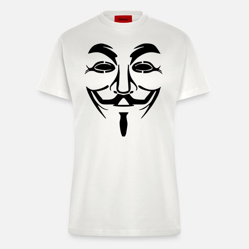 V like Vendetta - Anonymous! Gift idea - Fitted T-Shirt - made by SPREAD - OFF WHITE
