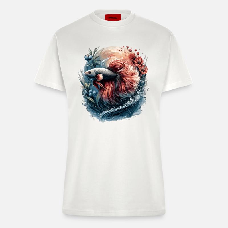 Betta Splendens, Betta Fish Aquarium, Bettafan - Fitted T-Shirt - made by SPREAD - OFF WHITE