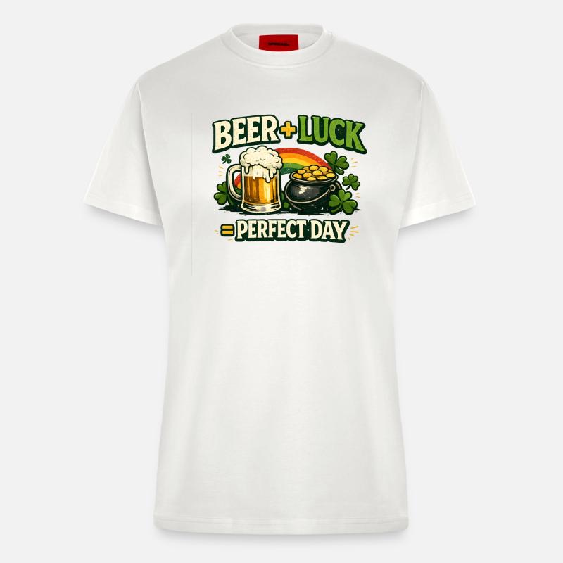Bierglück Perfekter Tag - Fitted T-Shirt - made by SPREAD - OFF WHITE