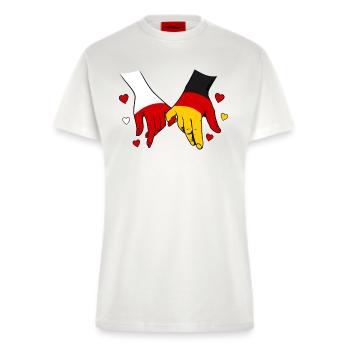 Polen_Deutschland_Flagge_Händehalten - T-shirt bio slim fit fabriqué en UE - OFF WHITE - Devant