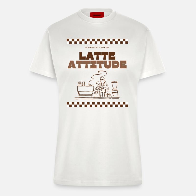 Latte Attitude - Fitted T-Shirt - made by SPREAD - OFF WHITE